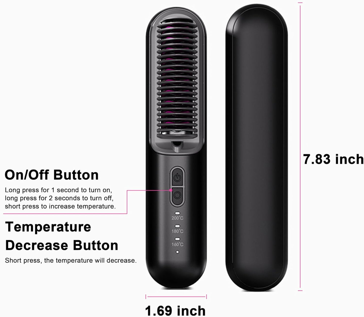 Portable cordless Hair Straightener Brush - فرشاة شعر ذكية تعمل بالشحن بتقنية الايونات