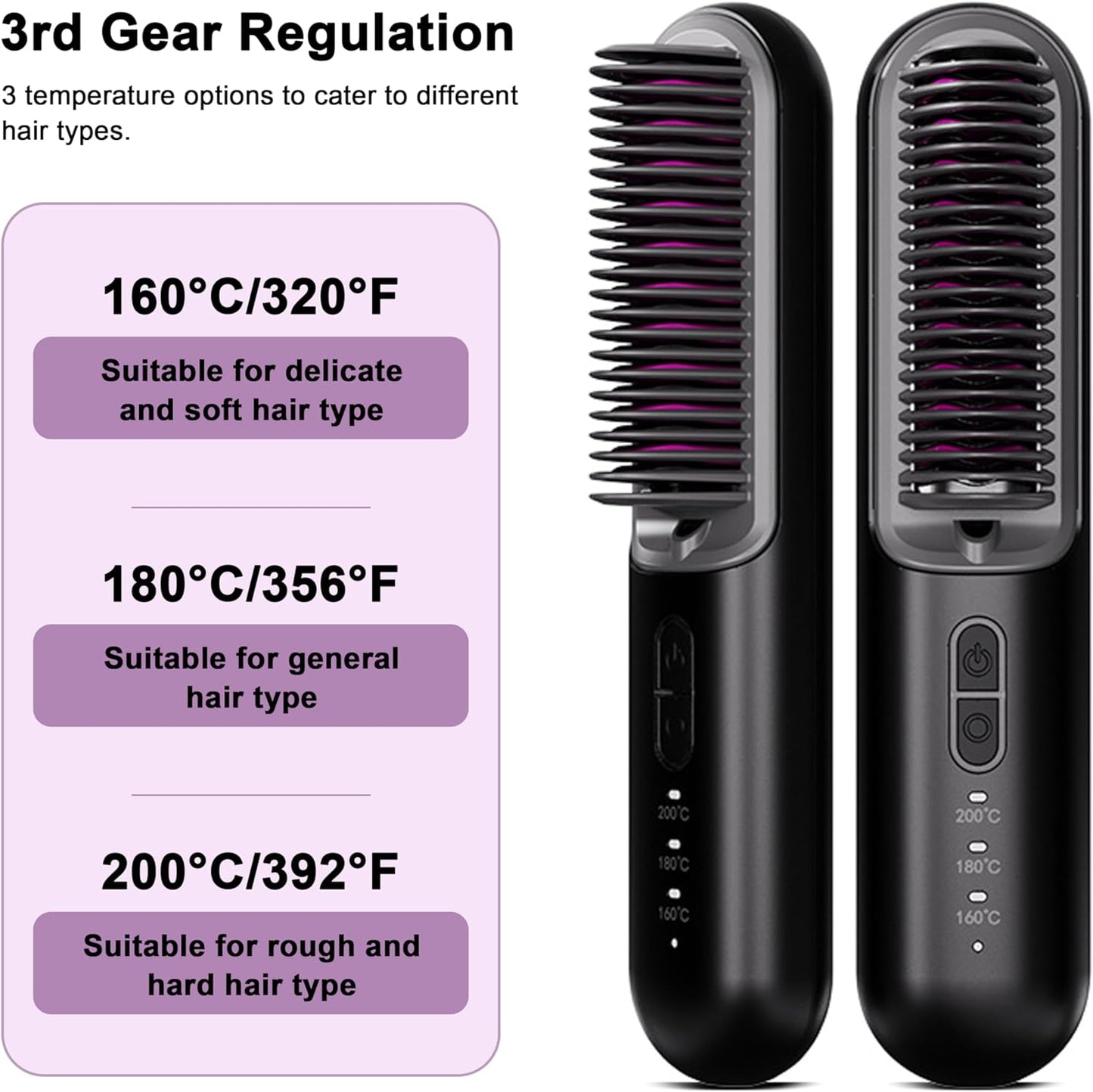 Portable cordless Hair Straightener Brush - فرشاة شعر ذكية تعمل بالشحن بتقنية الايونات