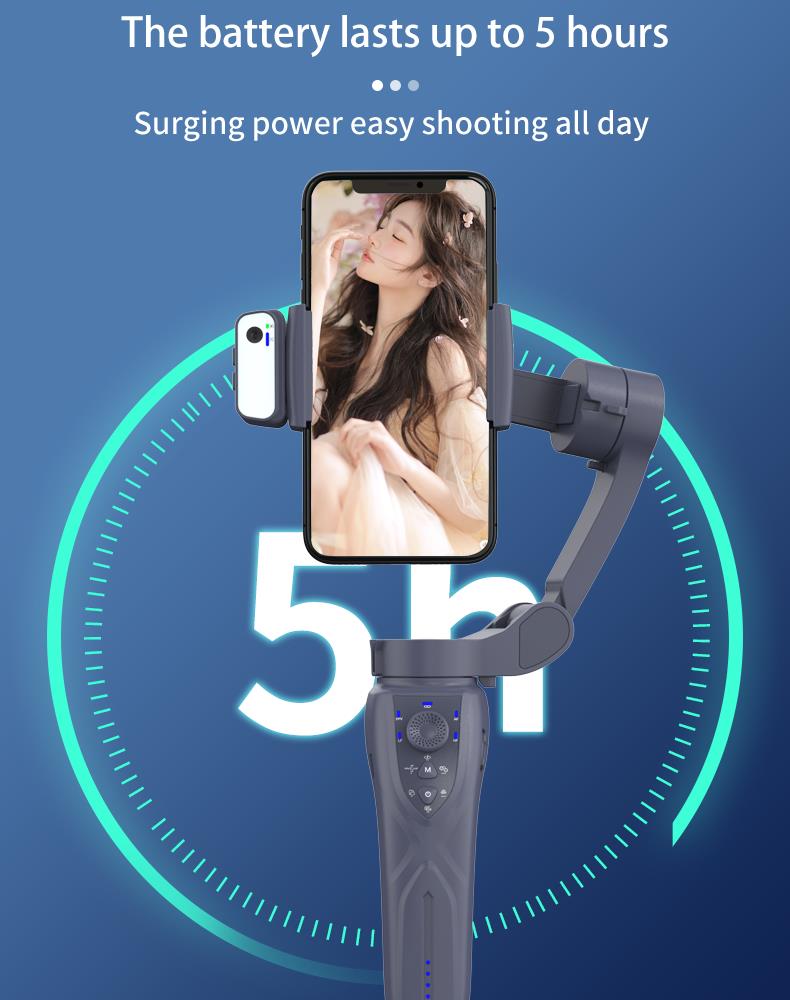 Professional Gimbal Stabilizer: Featuring Gesture Control & Integrated LED - مثبت الكاميرا المحمول: مع التصوير بالإيماءات ومصباح