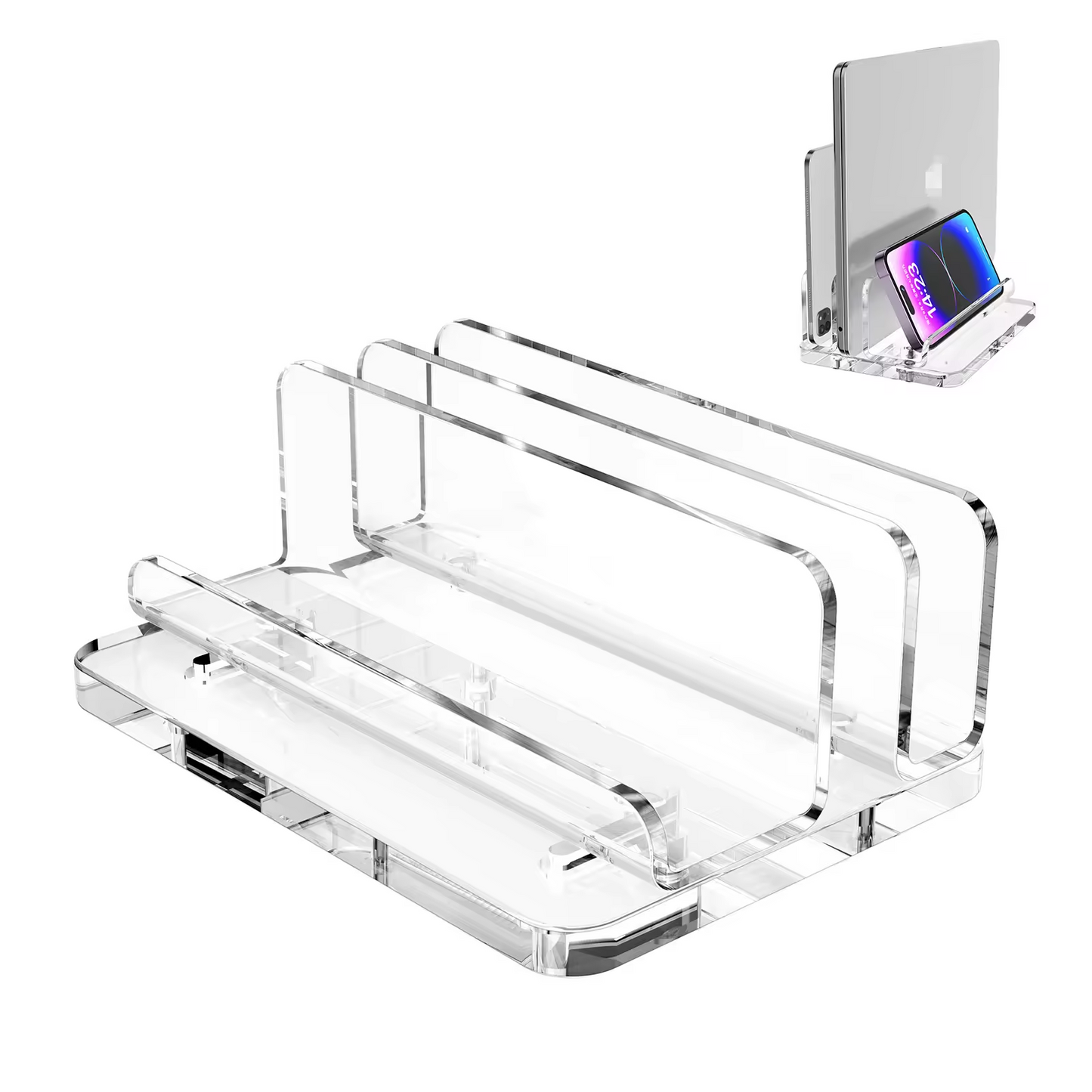 Sleek Laptop Stand: Keyboard Storage, Phone Holder - حامل للابتوب و للهاتف - تصميم ثلاثي الطبقات