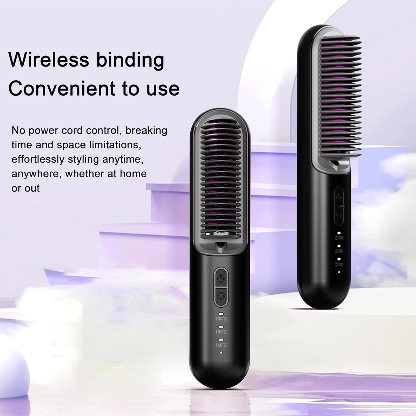 Portable cordless Hair Straightener Brush - فرشاة شعر ذكية تعمل بالشحن بتقنية الايونات