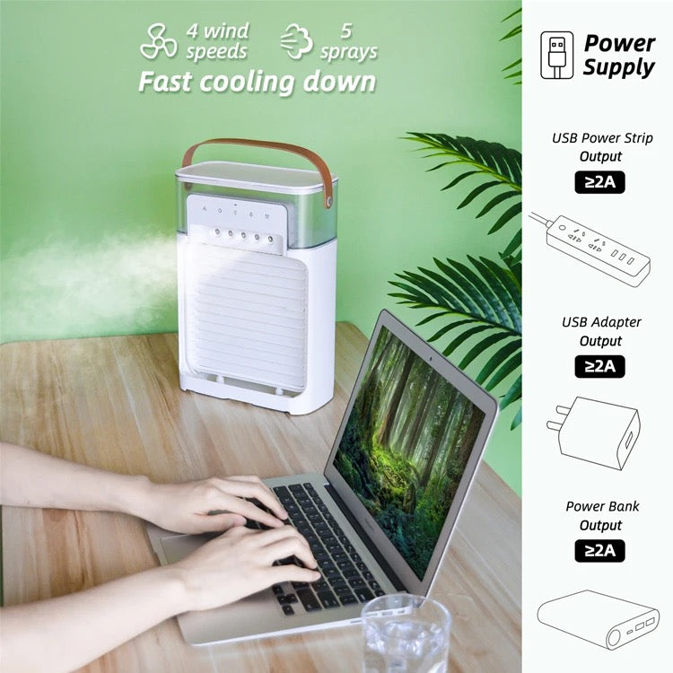 Portable Cooling Fan – The Perfect Summer Solution - مروحة محمولة متعددة السرعات مع تبريد بالماء