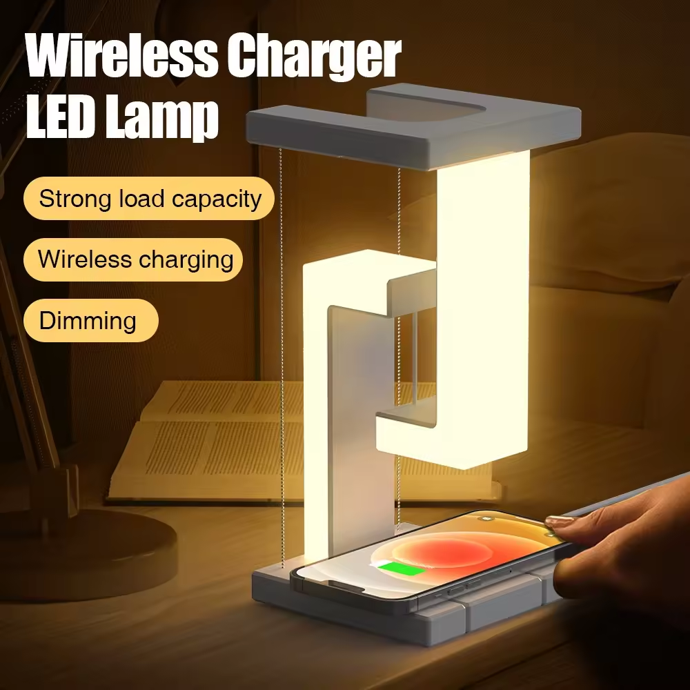 Anti-gravity Night Light LED Charging Stand, DeskTable, Wireless Qi Charger -  ضوء ليلي مضاد للجاذبية ومع طاولة وشاحن لاسلكي