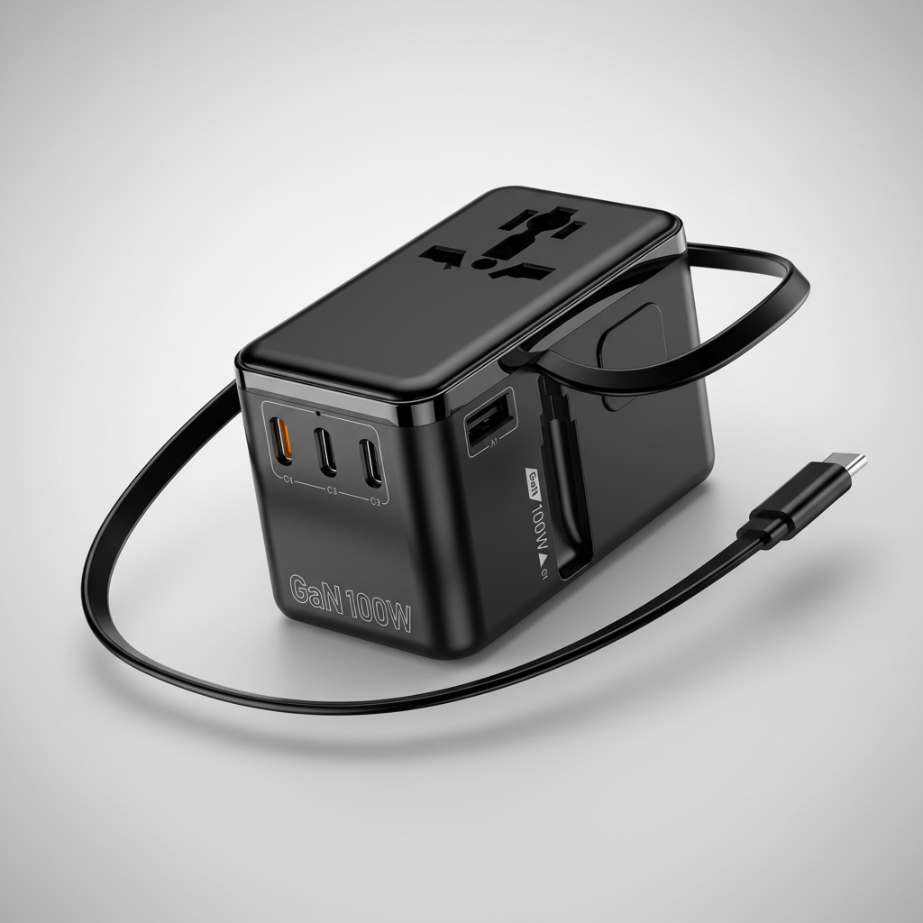 W100 محول السفر العالمي | Universal Travel Adapter — All-in-One, Fast Charging