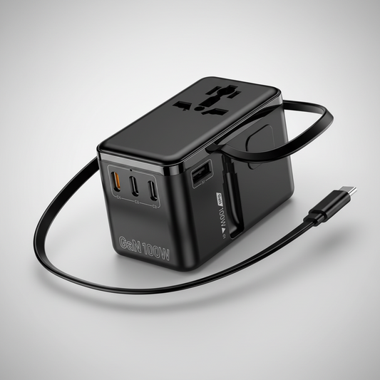 W100 محول السفر العالمي | Universal Travel Adapter — All-in-One, Fast Charging