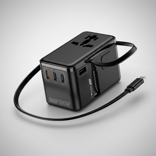 W100 محول السفر العالمي | Universal Travel Adapter — All-in-One, Fast Charging